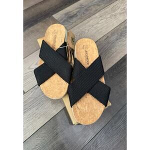 Arcopedico Pantanal Black Knit Cork Bottom Sandals Size 37 Womens Size 6/6.5